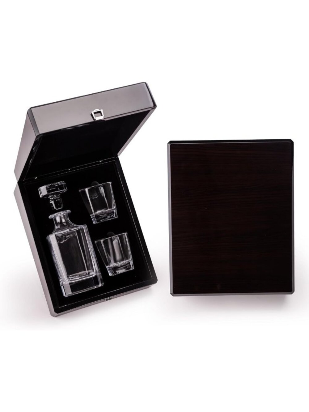 Elegant Whiskey Decanter Set with 2 Rock Glasses & Wood Gift Box - Perfect for